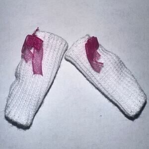 Mattel Barbie Doll Boot Socks – White with Pink Bow Leg Warmers Accessory